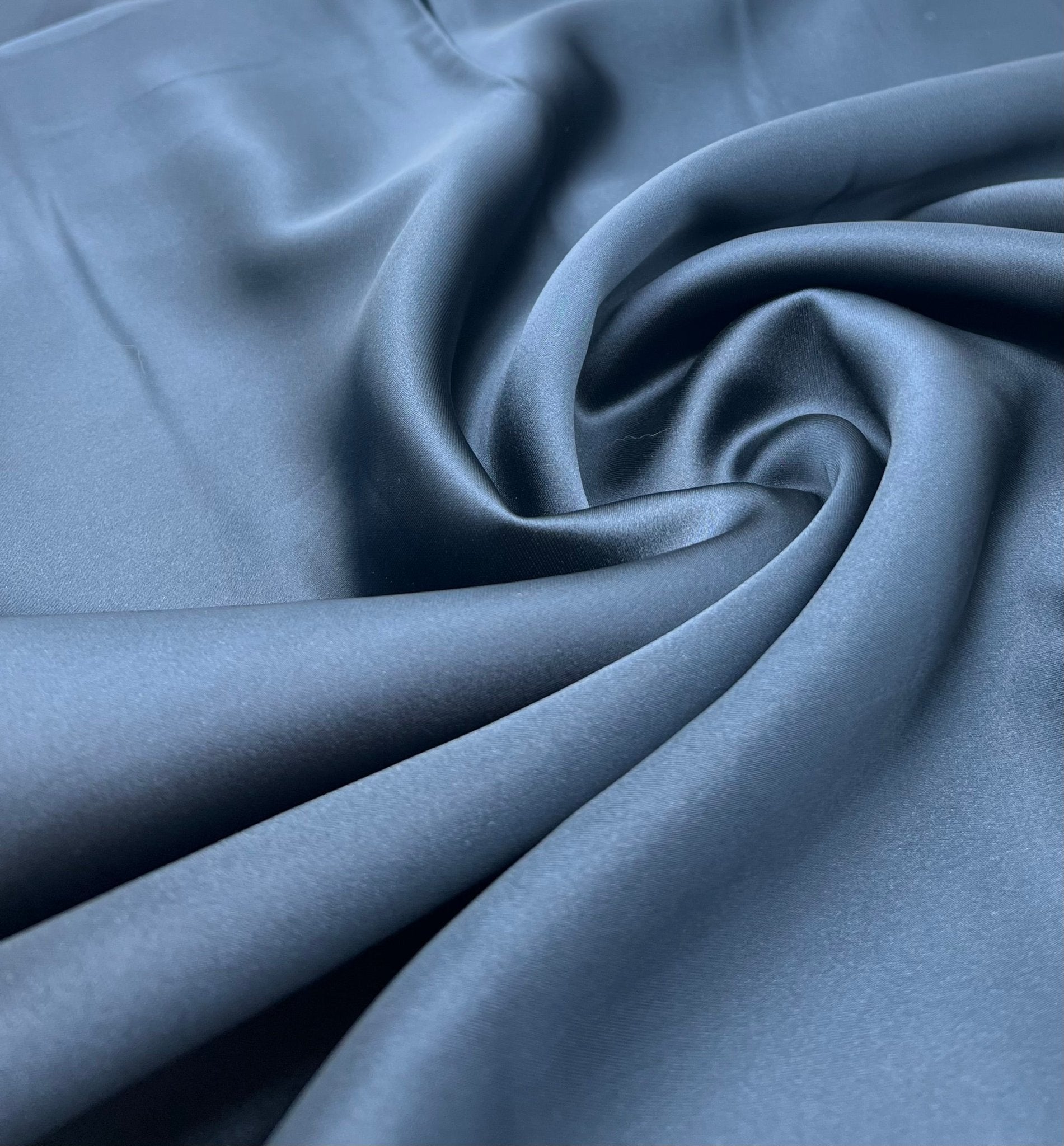Navy Recycled Satin 160GSM Dress Craft Non Stretch Fabric - T9 Fabrics